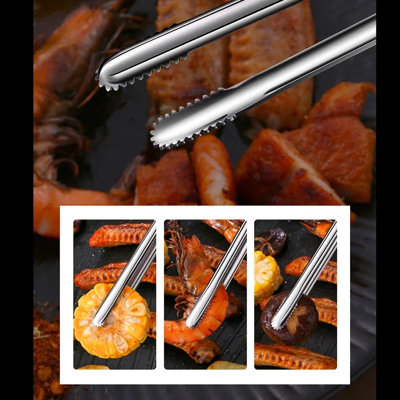 

Useful Stainless Steel Bbq Grilling Bread Clip Silicone Finger Chuck Bakery Clamp Pastry Tong Kitchen Cooking Salad Tools Gadget