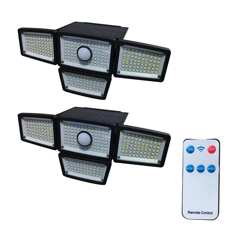 

2Pcs ABS Solar Light IP65 Waterproof Motion Sensor Outdoor Lights 4 Heads Solar Flood Wall Lights