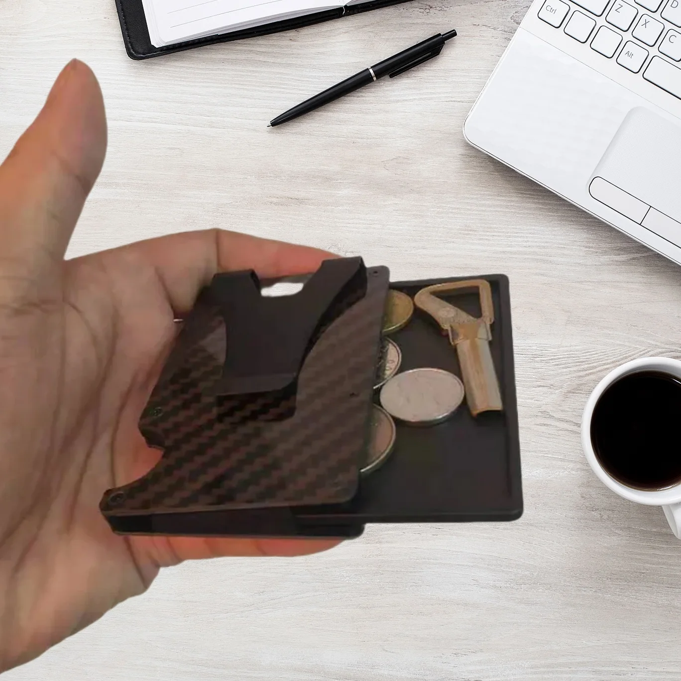 Men's Slim RFID Aluminum Metal Wallet Coin Key Tray Storage Organizer Business Card Holder Cash