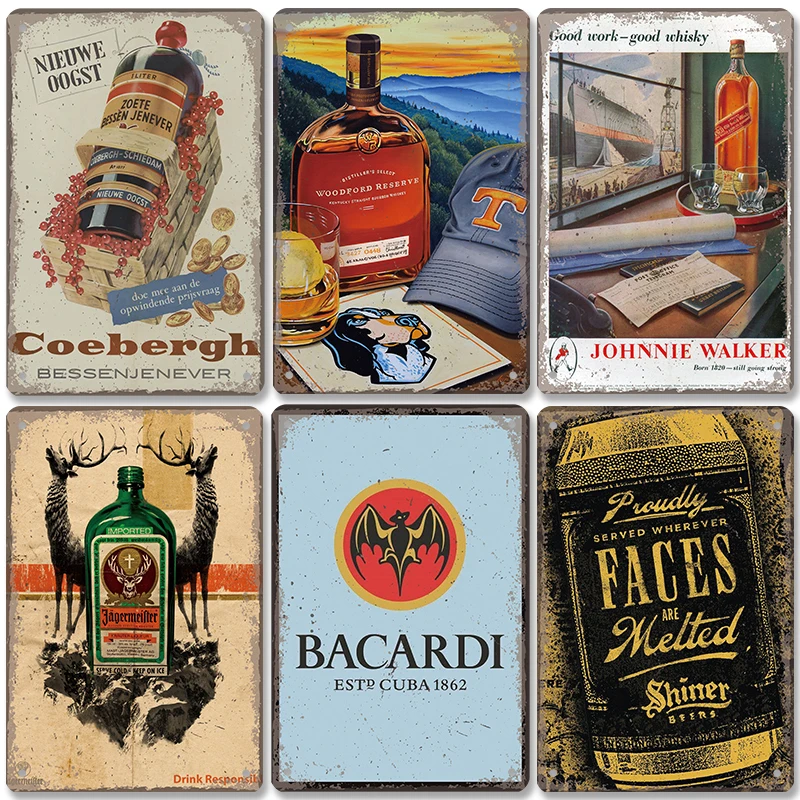 Bier van de wereld flessen Reclamebord van metaal METALEN-WANDBORD - MUURPLAAT