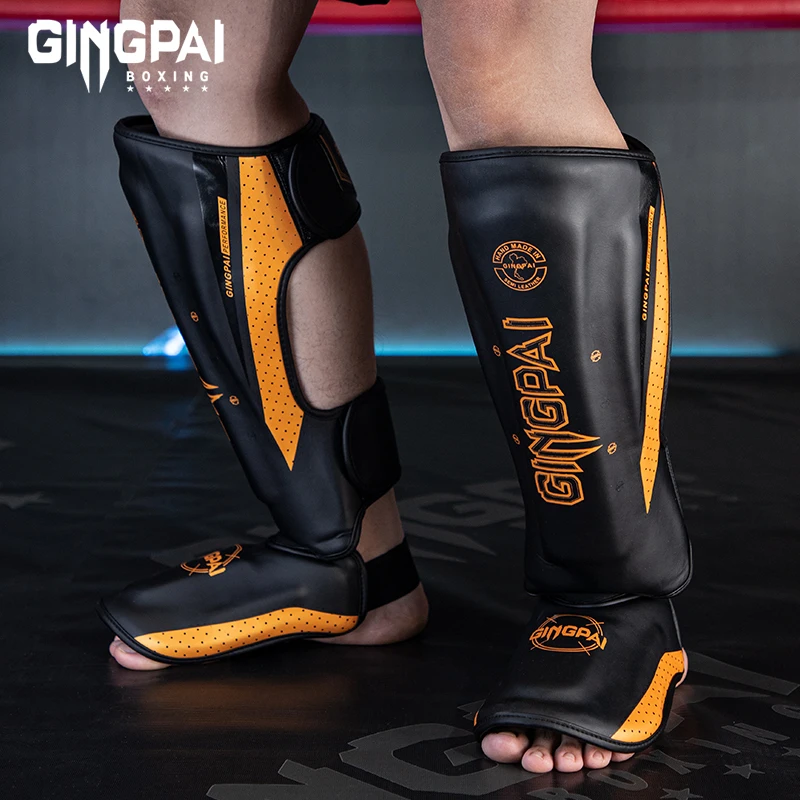 Shin Guard Pads Kickboxing Shin Guards Kickboxing Leg Guards Professional Kickboxing Leg Guard Muay Ankle Protector Sparring MMA Shin Boxing Thickened Fighting Gear Ankle Protective Guards