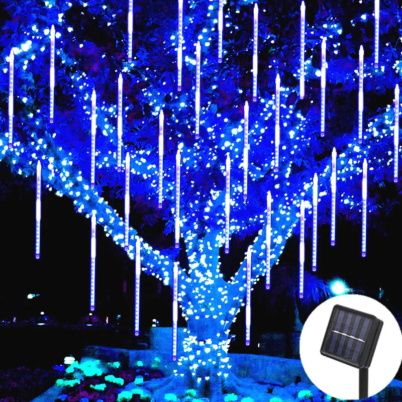 Solar Meteor Shower Rain Lights Falling Lights Waterproof Garden Light 8 Tubes 30/50cm Christmas Wedding Decoration Solar Light