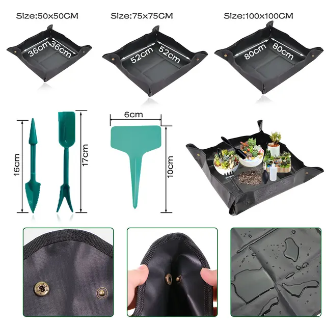 Mini Kertnövény Szerszámok Vízálló Pvc Szőnyeg Ültetőkészlet Kültéri Beltéri Bonsai Virághoz Zamatos Átültetési Ápolókészlet - Image 2