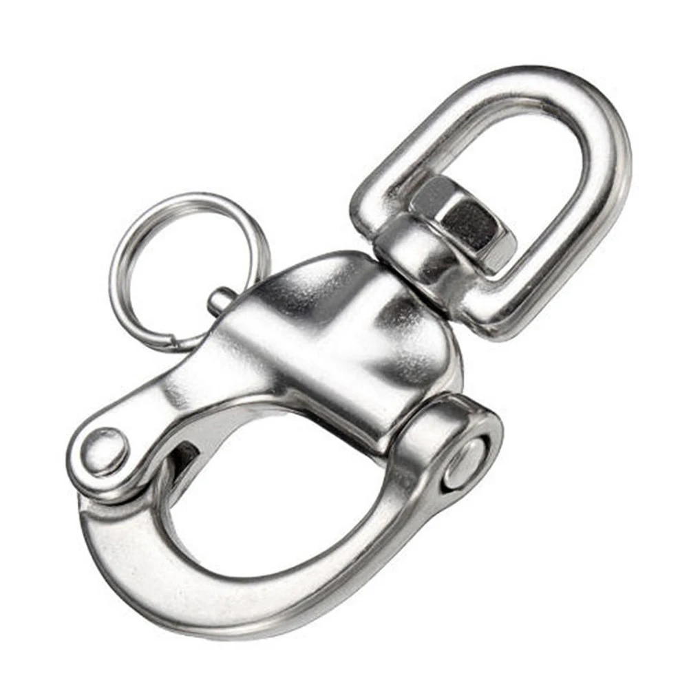 70mm Spring Buckle Swivel With Snap Shackle Panic Hook Eye Fork 316 Stainless Steel Openable Keyring Car Boat Accessories Clevis Grab Hook