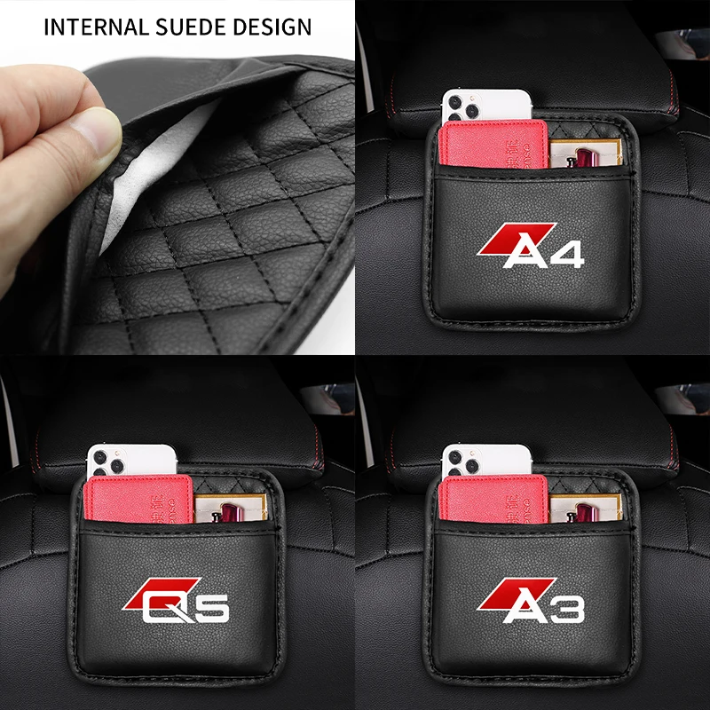 Car Styling Seat Back Storage Bag Stickers Organizer Auto Interior Per Audi Sport Rs A1 A3 A4 B7 B8 A5 A6 A7 A8 Q3 Q5 Q7 Q8 Tt