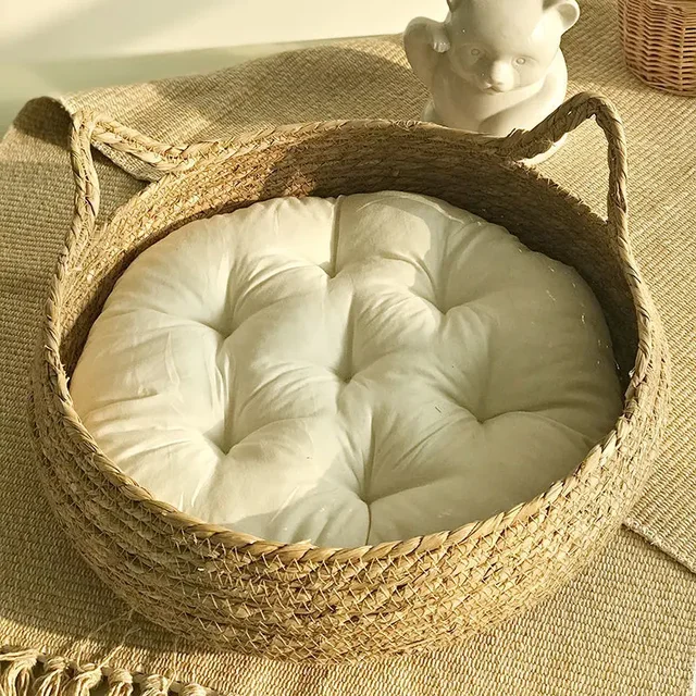Four Seasons Cat Bed Woven Removable Upholstery Sleeping House Cat Scratch Floor Rattan Washable Cats Pet Products Accessories 4