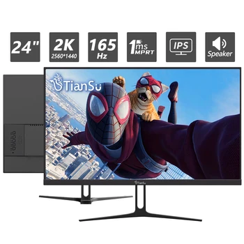 TIANSU 게이밍 모니터, 24 인치 모니터, 144hz, 2K, 165Hz, 고속 IPS, HDMI 디스플레이, 풀 HD 컴퓨터 화면, 2560x1440p, 1ms