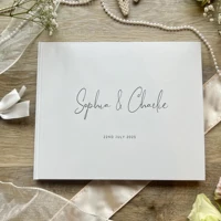 Персонализированная свадебная гостевая книга для помолвки, девичника, дня рождения, свадебного душа, книга на память, горизонтальная книга с подписью — изображение 2