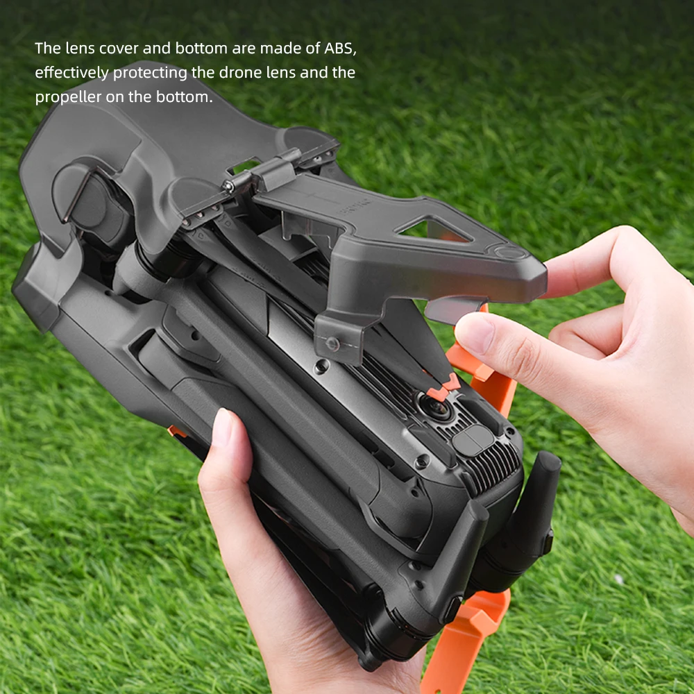 Hélices et objectif du DJI Mini 3 Pro protégés par le capuchon BRDRC, vert armée