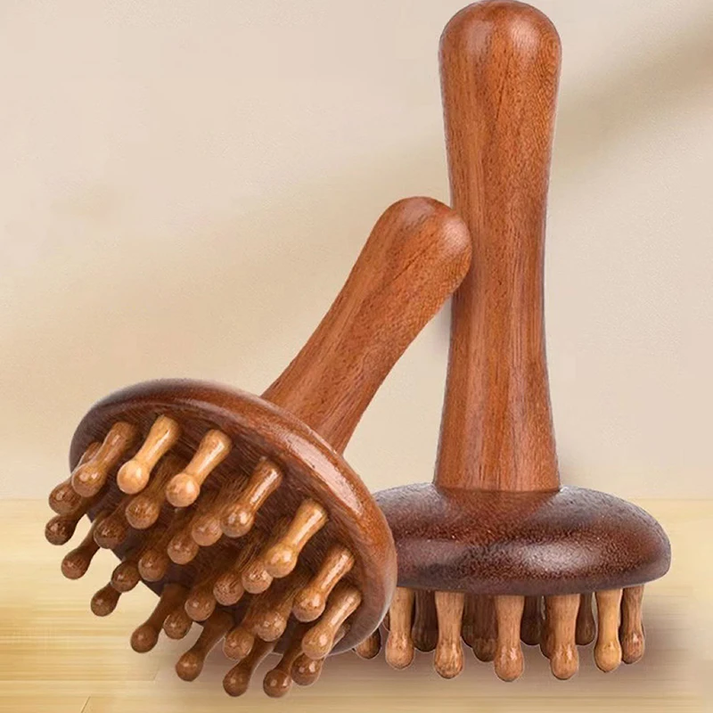 Massaggiatore per funghi in legno Strumento per massaggio manuale, Strumenti per massaggio ai funghi in legno Tensione muscolare Grasso locale Gua Sha per uso completo del corpo - immagine 3