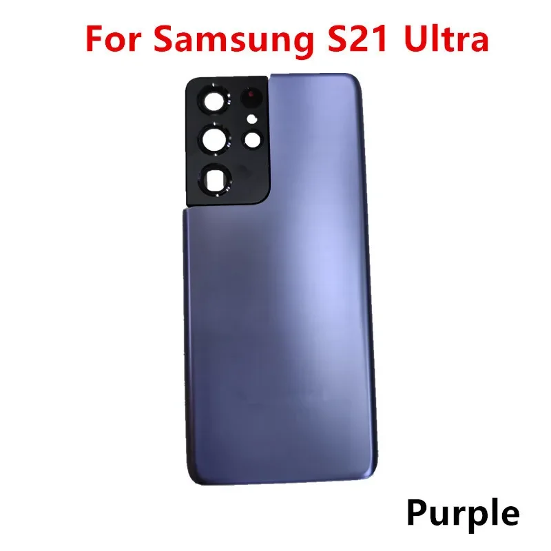 삼성 갤럭시 S21 울트라 5G G998 6.8 유리 배터리 뒷면 커버 수리 용 S21Ultra 하우징 도어 후면 케이스 + 카메라 렌즈 교체