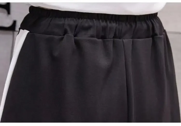 Women Drawstring Sport Shorts Casual Wide Leg Shorts Female High Waist Loose Casual Street Elastic Waist Women's Clothing