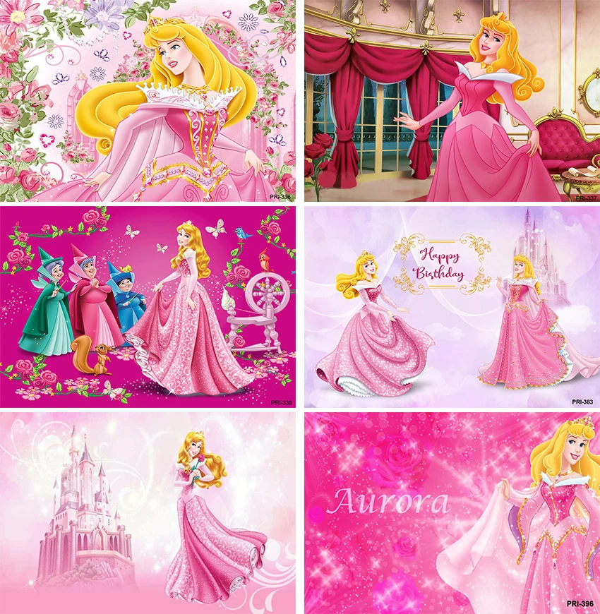 Girls Princess Baby Happy Birthday Party Disney Wedding Supplies Background Sleeping Beauty Aurora Romantic Outdoor Backdrop
