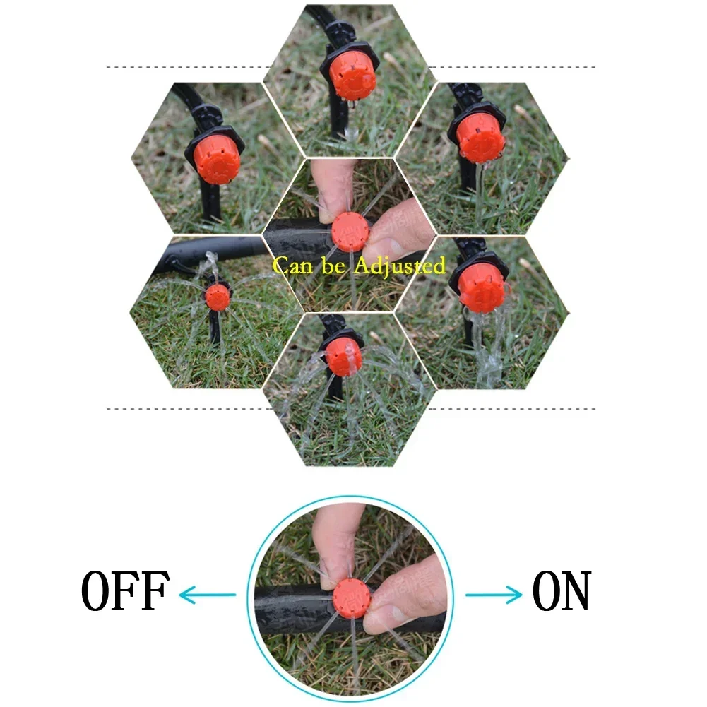 Water Dropper Head Adjustable Flow Drippers Water Saving Anti-clogging Garden Tools 100pcs/bag