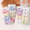 4Pcs/set Candy Colored Hair Clip Set for Girls Double Layered Bow Cute Bangs Hair Pin Cotton Safe Kids Baby Hair Accessories 4