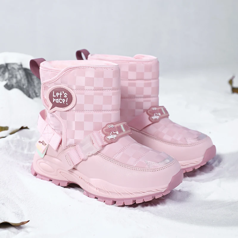 

Girls Boots Children Warm Snow Boots for Boys Walking Sneakers Winter Kids Trekking Sports Shoes Outdoor Plush Warm Ankle Boots