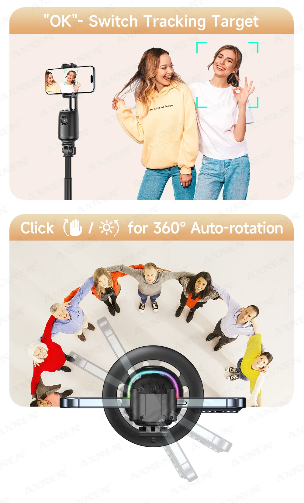 360°Rotating P05 AI Face Tracking Desktop Gimbal Stabilizer Intelligent Follow Shoot Gesture Control