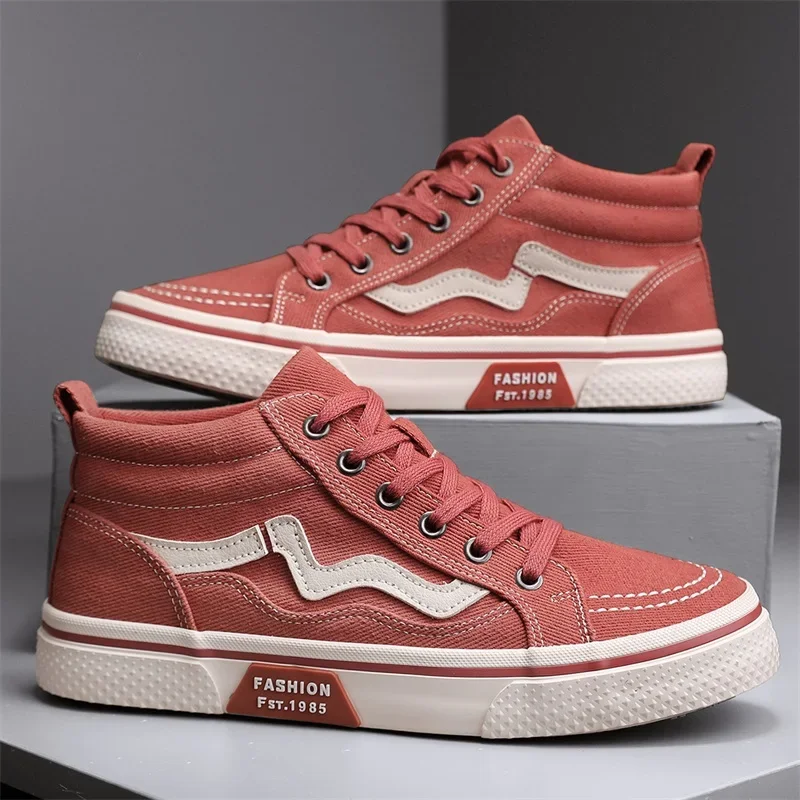 Canvas Shoes Men Sneakers Fashion Trend Style Couple Skateboard Casual Round Toe Lace Up Vulcanized Bottom