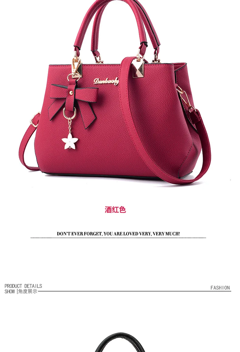Elegant Women Messenger Bags with flower pendant Office Ladies Totes Pure Handbag for female Crossbody Shoulder Bags