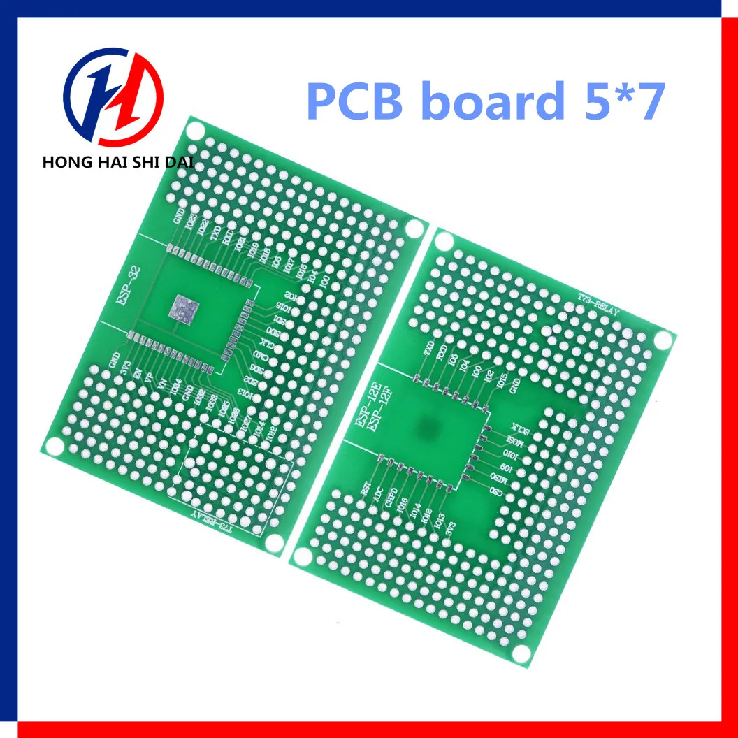 5x7CM Double Side Prototype PCB Board Breadboard Protoshield For Relay ESP8266 WIFI ESP-12F ESP-12E ESP32 ESP32S