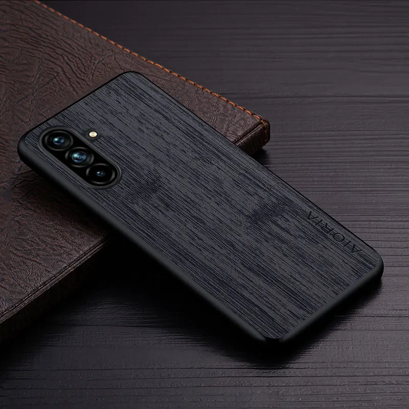 Luxury Bamboo Wood Pattern Leather Phone Case - Premium Design Cover
