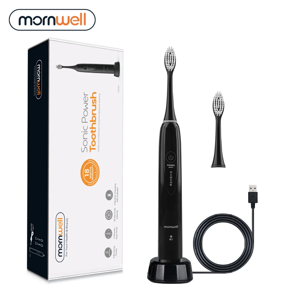 Mornwell Sonic Electric Toothbrush D02b Adult Timer Brush 3 Mode Usb Charger Rechargeable Tooth