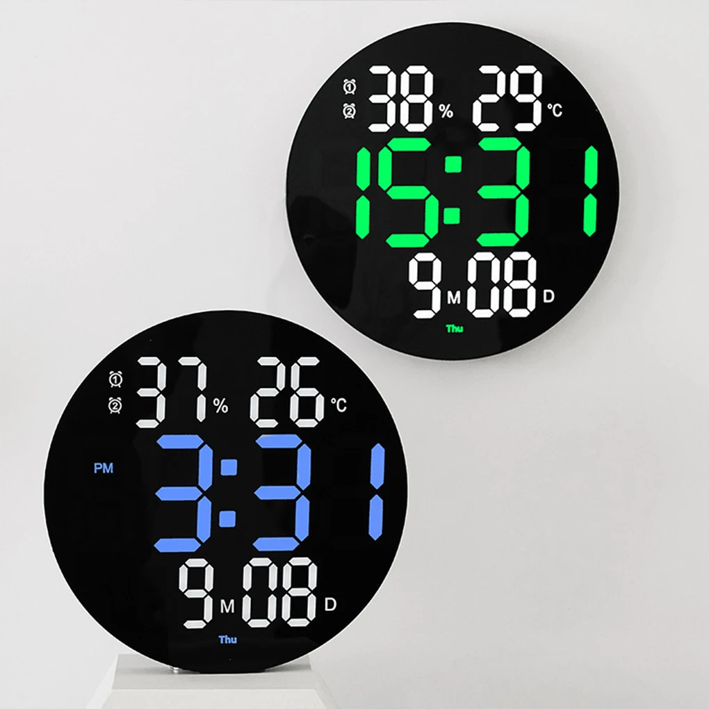 Digital Wall Clock ABS Wall Clock Replacement Battery Powered Home Gym Digital LED Clocks Alarms Thermometer Humidity Meter Accessory