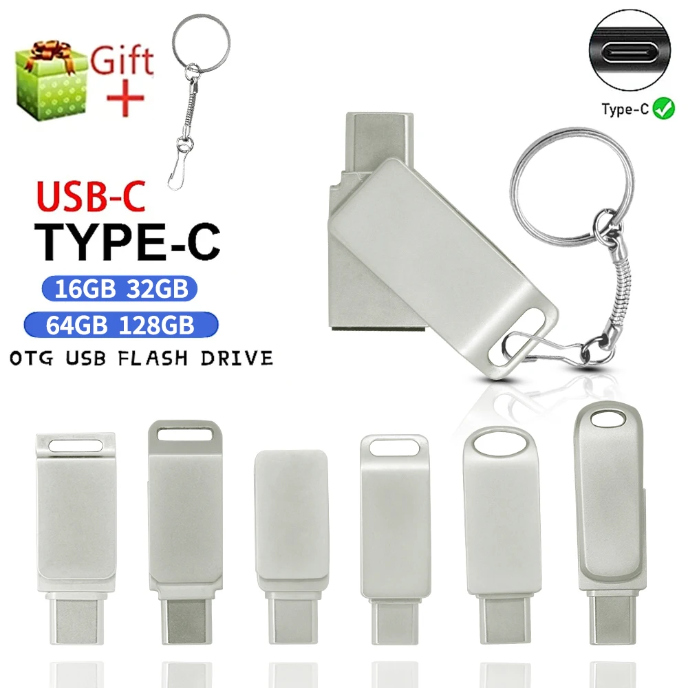 미니 메탈 USB 플래시 드라이브, 컴퓨터 휴대폰용 C 타입 플래시 드라이브, 2 인 1 USB 메탈 미니 펜 드라이브, 32GB, 128GB