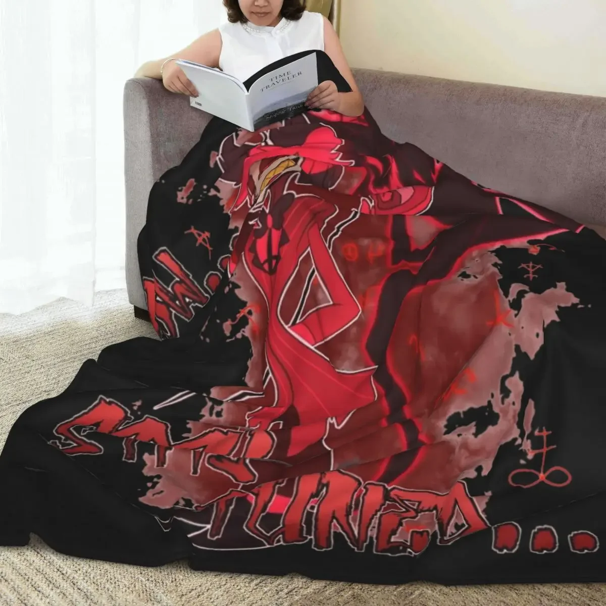Hazbin Hotels Alastor Knitted Blanket Flannel Super Warm Throw Blankets for Outdoor Travel Bed Rug 3