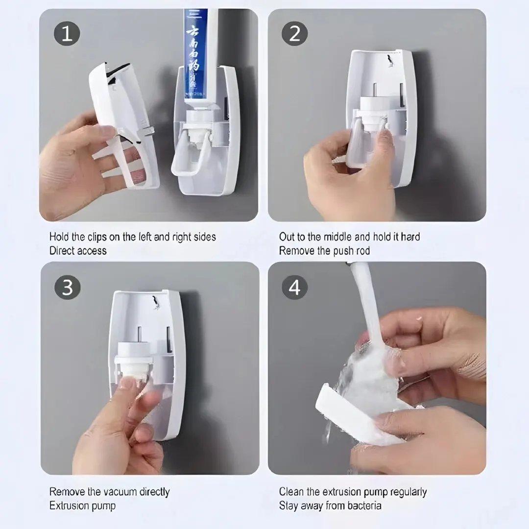 Toothbrush Holder 1Set With Automatic Toothpaste Dispenser Wall Mounted Toothbrush Storage Rack Bathroom Toothpaste Squeezer
