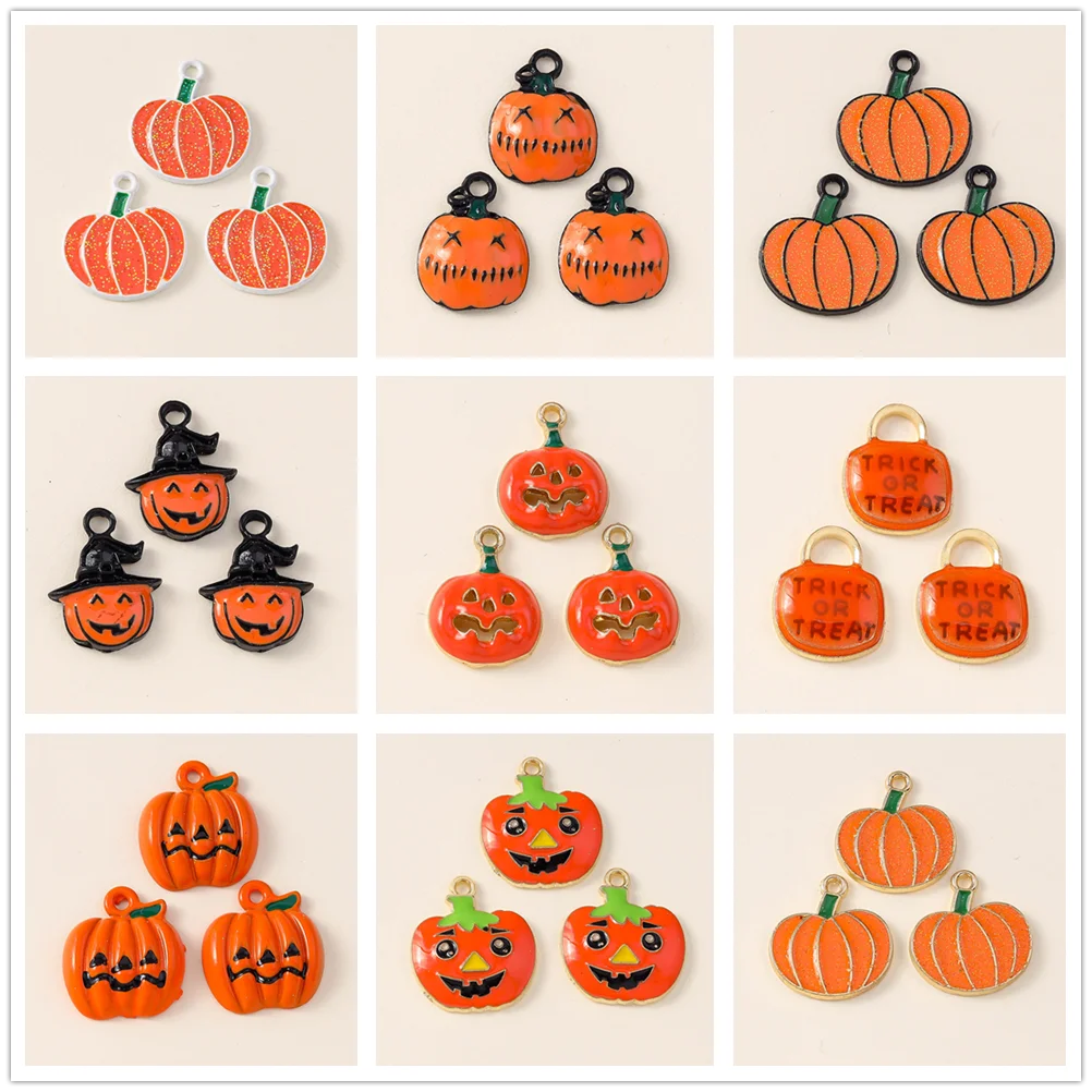 Leslie 10 Stück Halloween-Charms, niedlicher gruseliger Kürbis-Charm-Anhänger für Halloween-Schmuckherstellung, Halsketten, Ohrringe, Armbänder, DIY