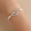 Bracelets de Couple en forme de cœur d'amour pour femmes et hommes, couleur argent, Double couche, chaîne assortie, bijoux cadeau pour amoureux, 1 pièces
