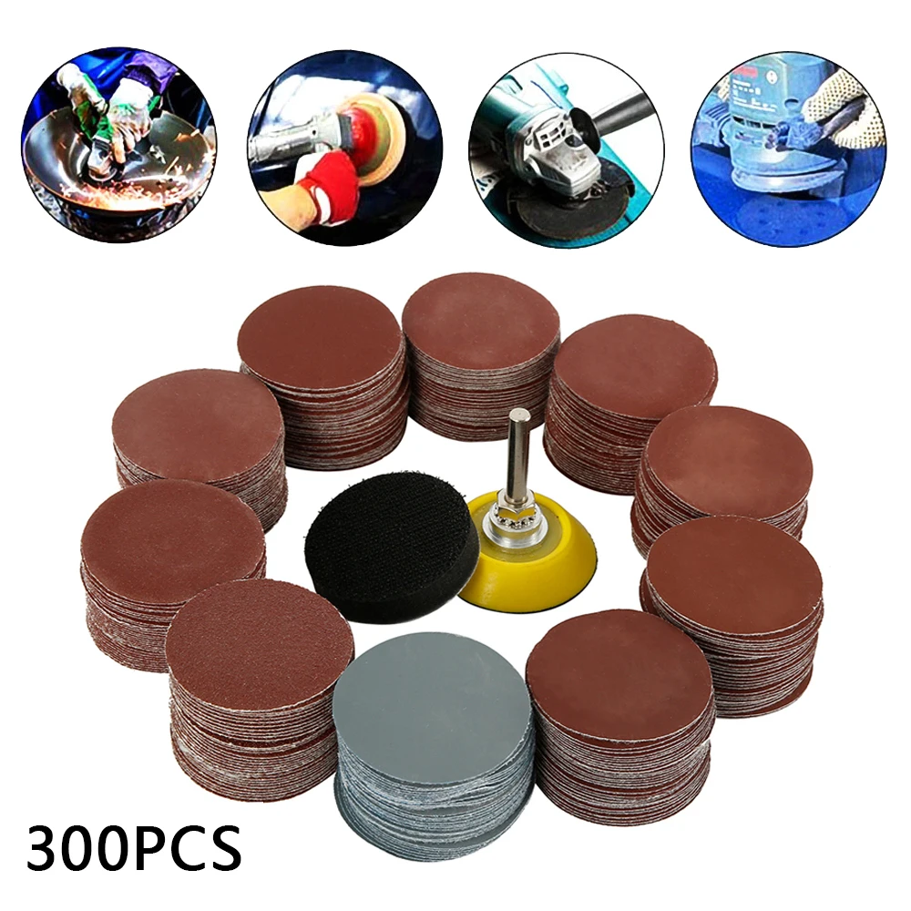 

300pcs Sanding Discs 2 Inch Alumina Sanding Pads 80-3000 Grit Sanding Paper Flocked Sanding Sheet Polishing Sandpaper for Metal