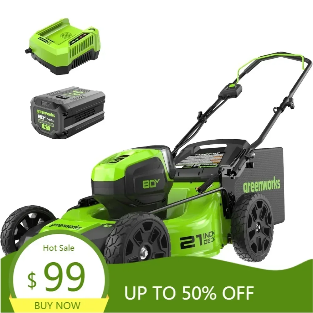 80v 21" brushless cordless (push) lawn mower (75+ compatible tools), 4.0ah battery and 60 minute rapid charger included