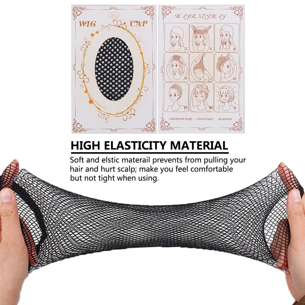 Wig Cap Stretchable Mesh Snood Hairnet for Wig 2Pcs/Pack