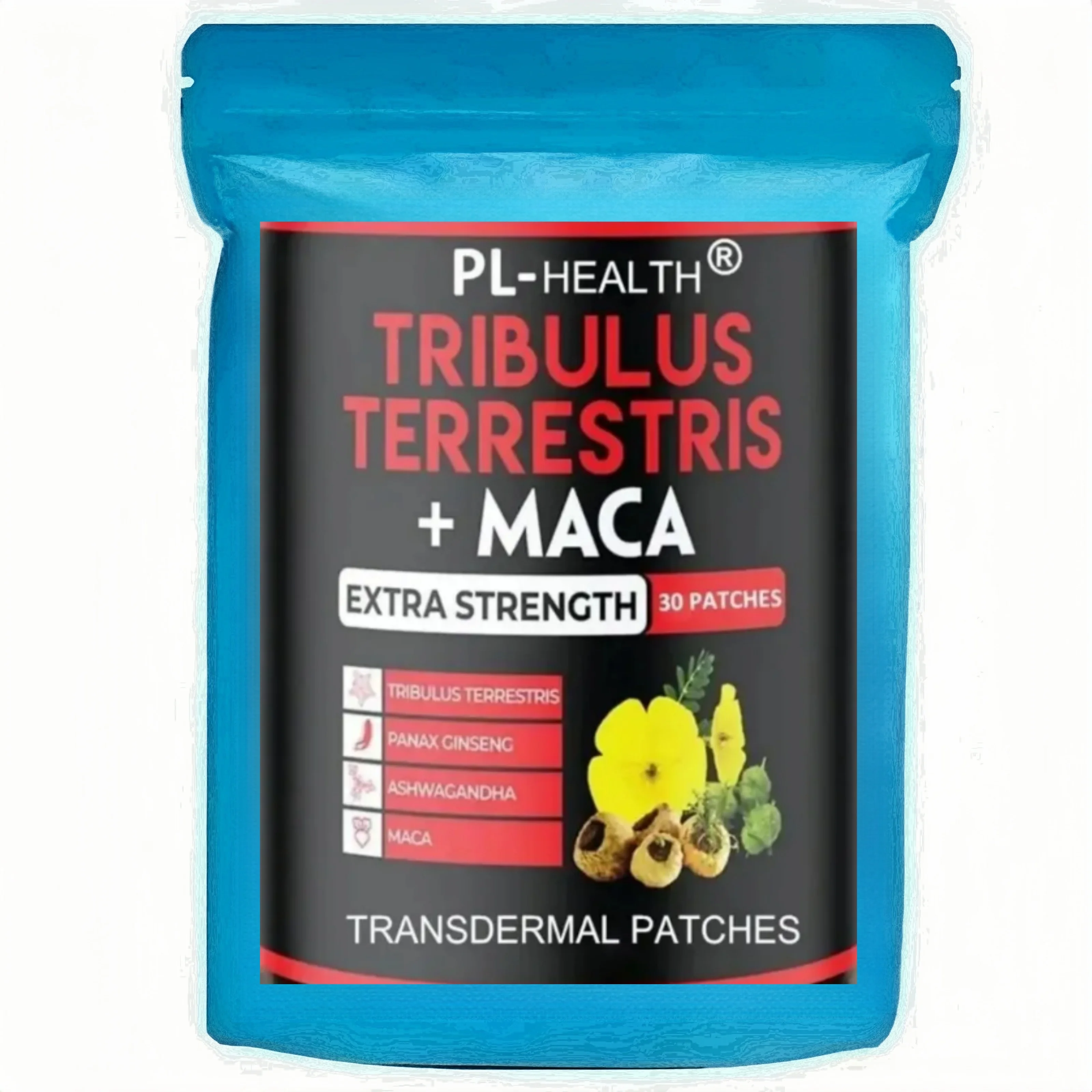 Tribulus Terrestris Transdermal Patches Combined With Ashwagandha Panax Ginseng Boost Energy Mood Stamina 30 Patches