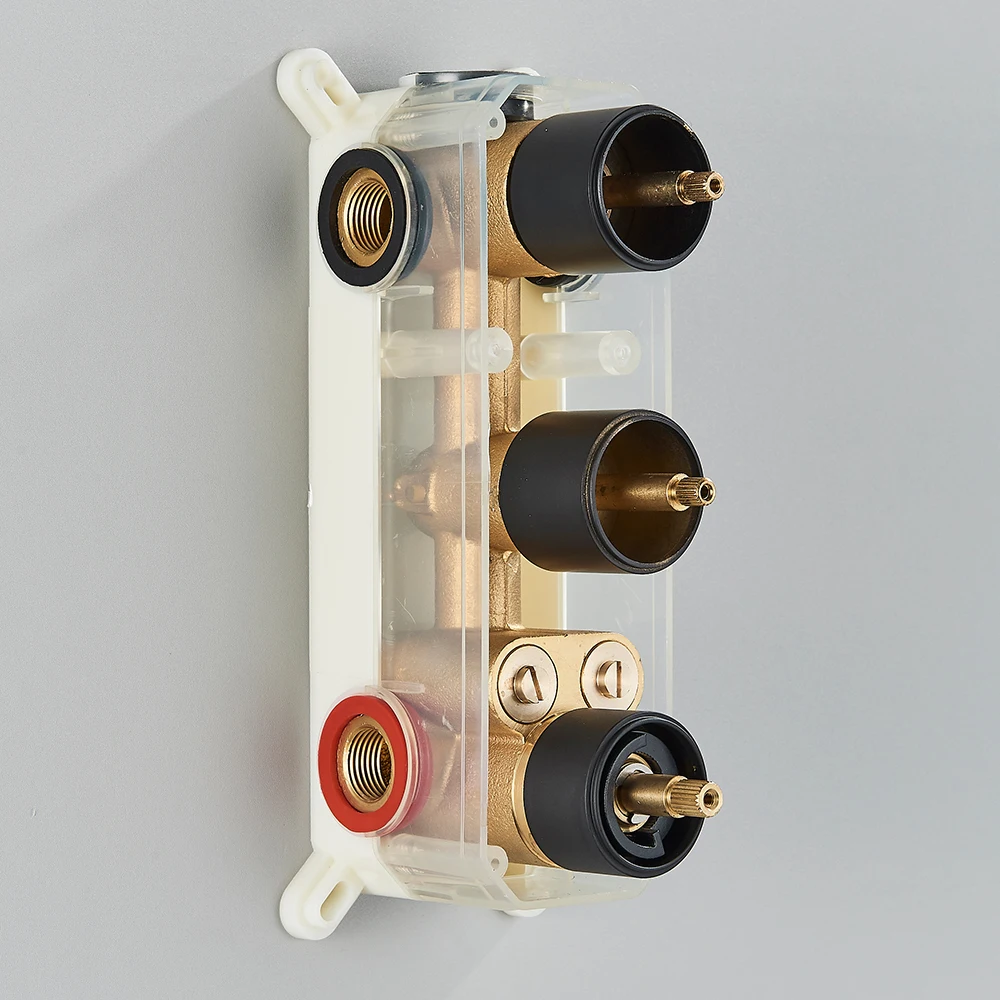 Brushed Gold Thermostatic Shower Mixer Valve Brass 3-ways Mixer Valve Thermostate Control Wall Concealed Shower thermostatic mixing valve
