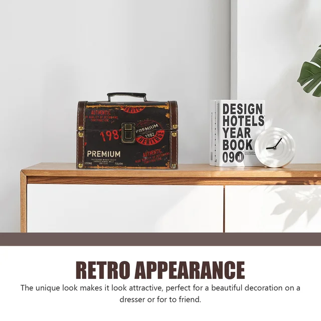 Retro Doboz Csecsebecse Tároló Kincses Gyerekek Játékszervező Tartályok Szüreti Ékszer Tok Fa Stílusú Gyermek - Image 3