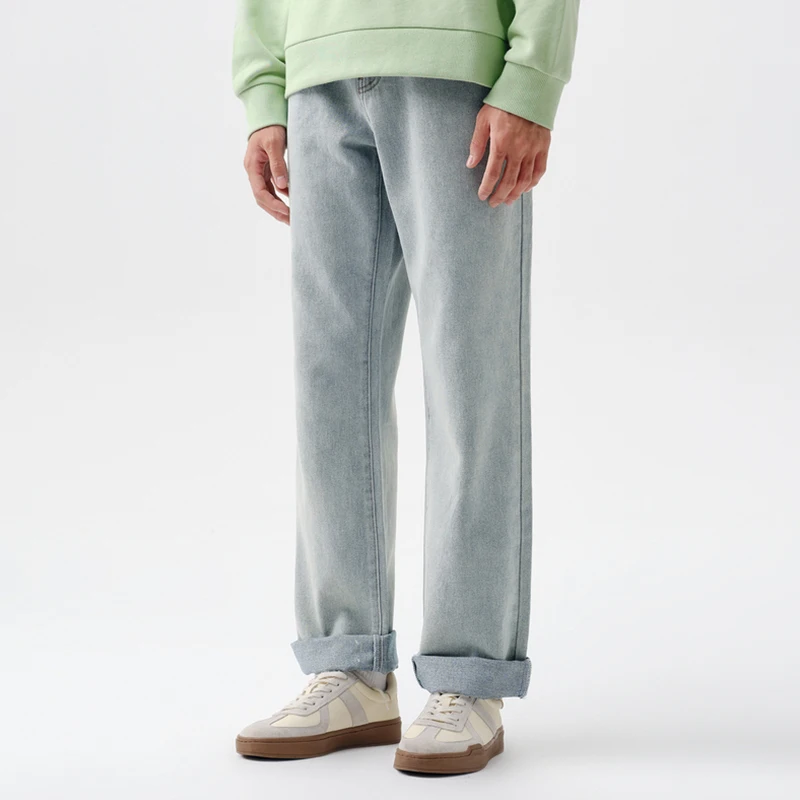 Semir 2024 Denim Trousers Men Spring New Style Exquisite Embroidered Washed And Distressed Loose Straight Pants 4