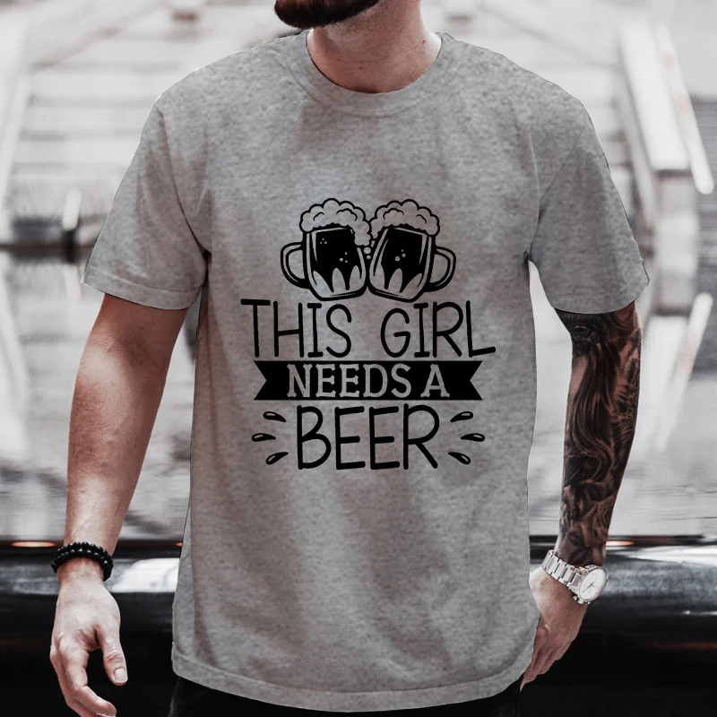 

Футболка Y2k мужская с надписью «This Girl Need A Beer»