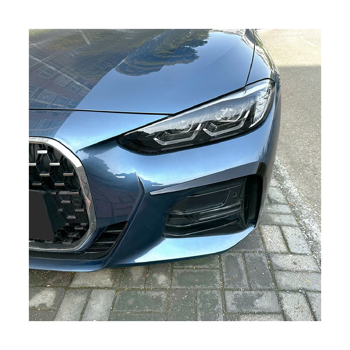 Car Bright Black Front Fog Light Trim Bezel Cover Trim Stickers for BMW 4 Series G22 G23 G26 M Sport -