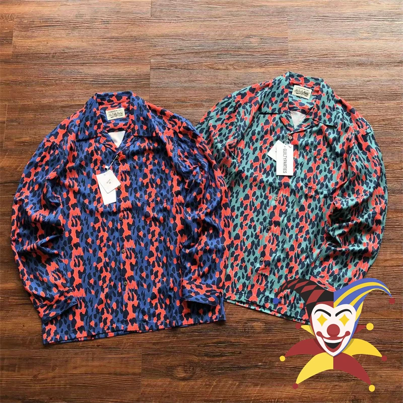 

Leopard Print WACKO MARIA Long Sleeve Shirts Men Women Best Quality Shirts