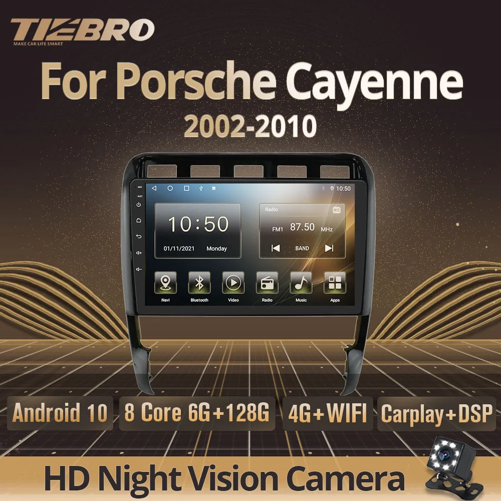 

Tiebro Car Radio For Porsche Cayenne 2002-2010 2 DIN Android10 Car Multimedia Video Player Radio Automotive Carplay DSP No 2DIN