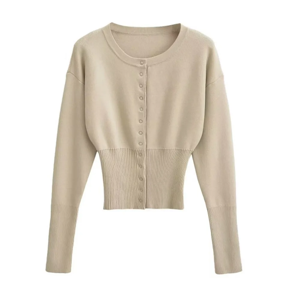 Womens Chunky Knitted Cardigan with Concealed Buttons