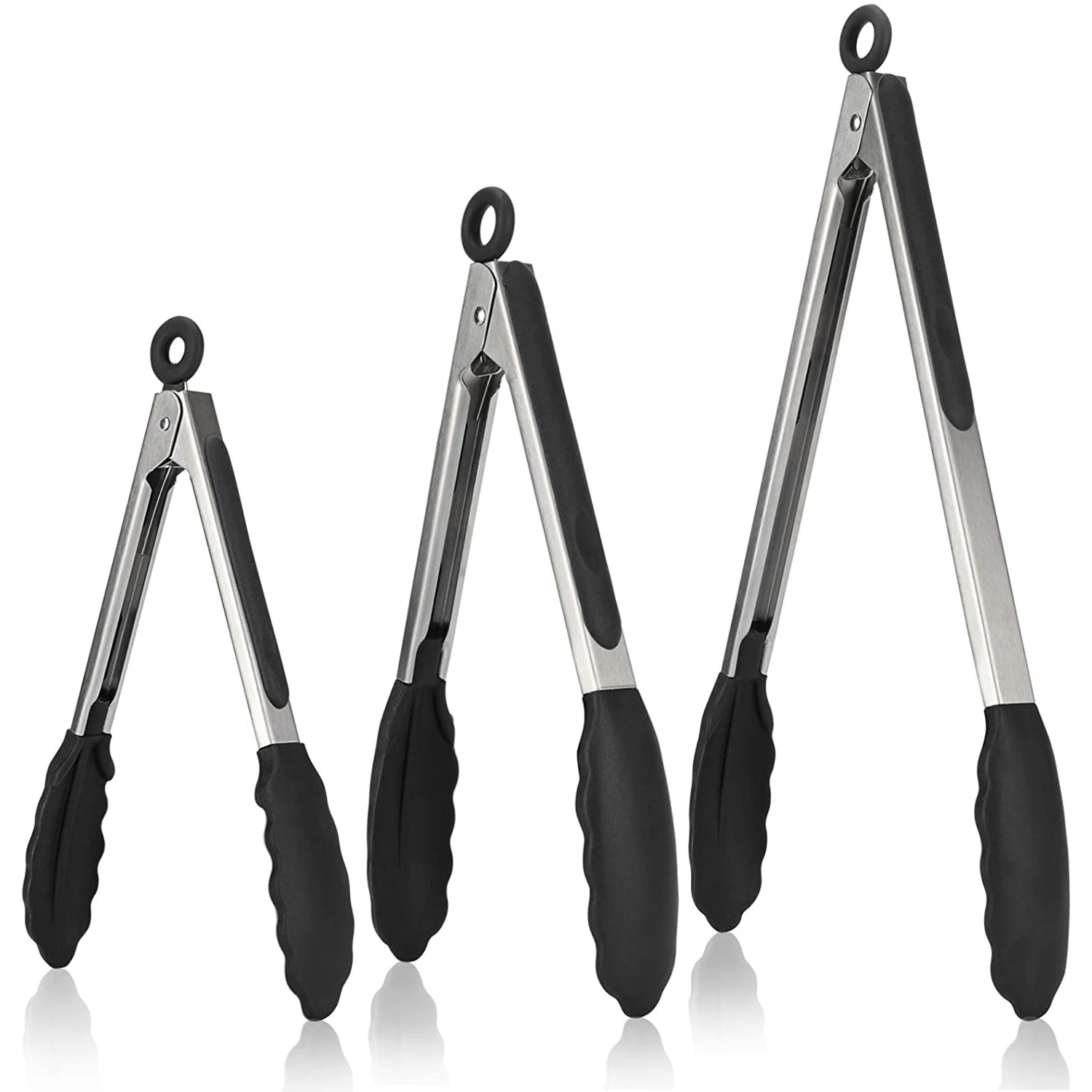 Food Tongs 3packs 8/10/13in Multifunctional Silicone Stainless Steel Anti-scalding Barbecue Steak Clip food tongs,kitchen food clips