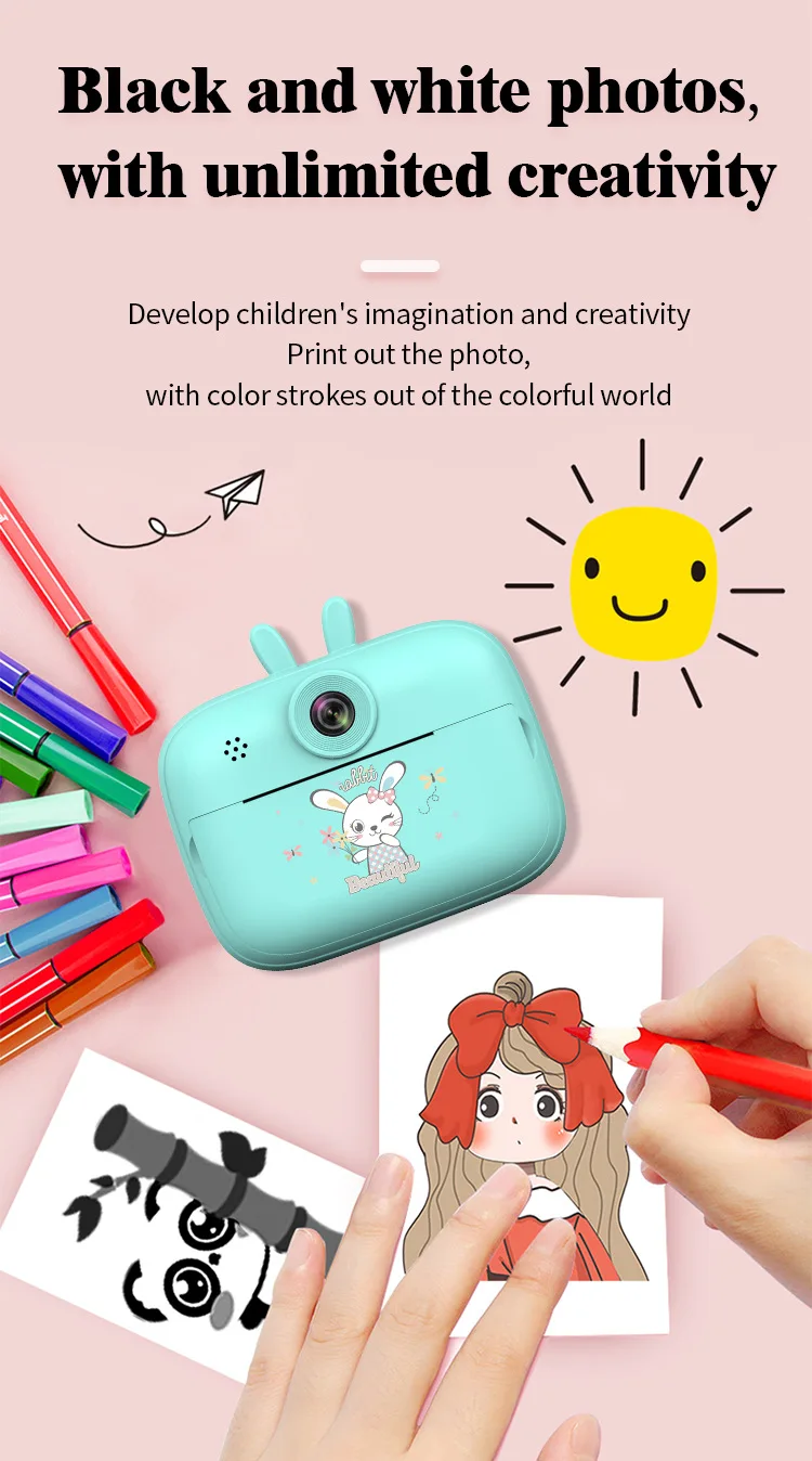 Thermal Photo Video Print Camera Front Back Dual Thermal Inkless Hd Photo Video Cartoon Mini Kids Camera Boy Girl Birthday Gift 21 Thermal Photo Video Print Camera Front Back Dual Thermal Inkless Hd Photo Video Cartoon Mini Kids Camera Boy Girl Birthday Gift