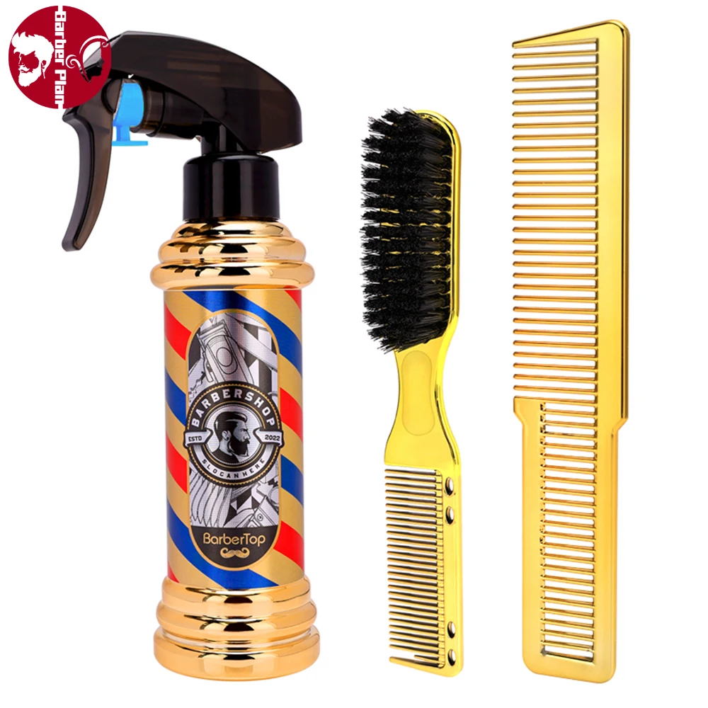 3PCS Set Hairdressing Tools Barber High Pressure Spray Bottle Pro Men Beard Cleaning Brush Practical Haircut Comb Salon Supplies journamm 3pcs pack pet plant stickers diy cut collage photo album scrapbooking supplies decor sticker stationery