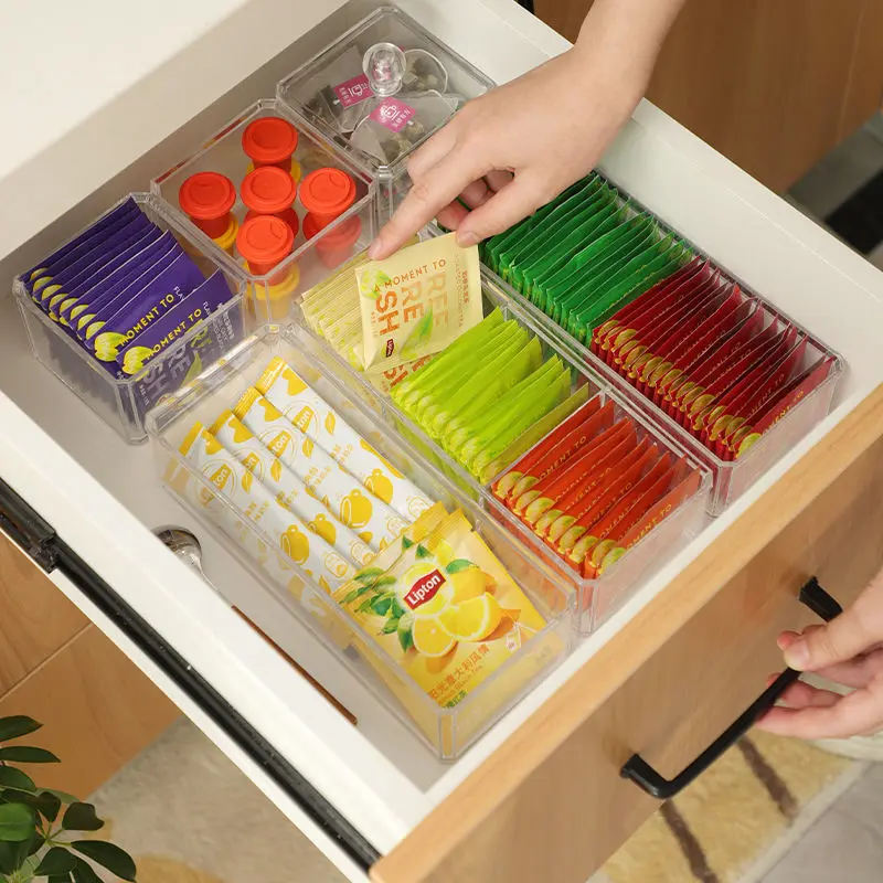 Tea Coffee Sugar Storage Box Drawer Type Sorting Box Acrylic Sealed Jar with Lid