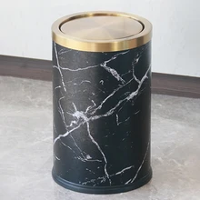 Nordic Metalen Vuilnisbak Wc Slaapkamer Marmer Elegante Lederen Compost Bin Mand Opslag Tafel Trash Poubelle Keuken Prullenbak