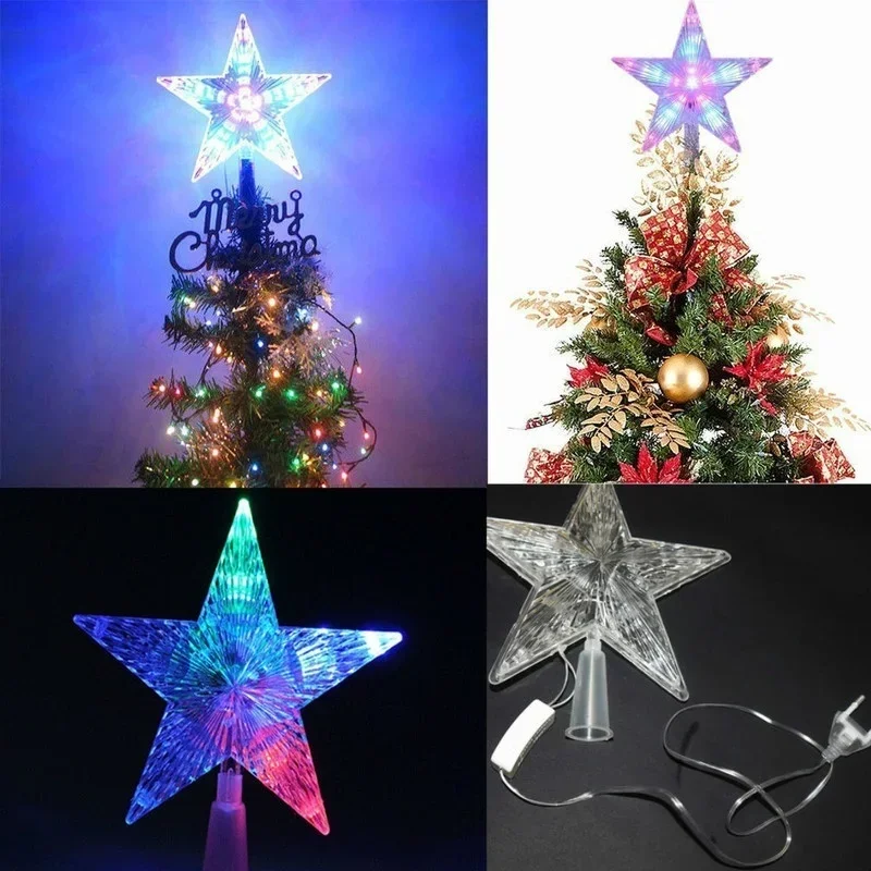 Christmas Color Changing Xmas Christmas Tree Topper Star Shiny Rotating Light Party LED Lamp Home Decoration christmas decorations